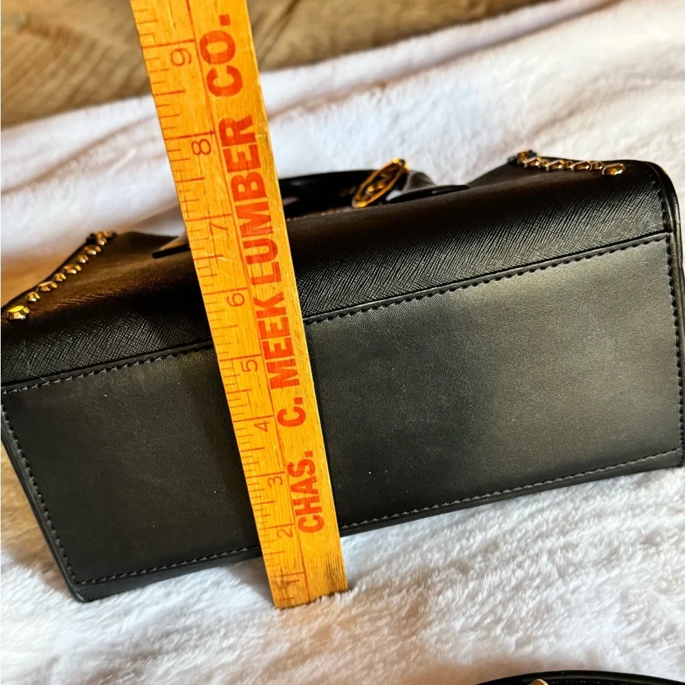 Michael Kors Black Satchel with Gold-Tone Accents (Retail 358.00) - Picture 4 of 8